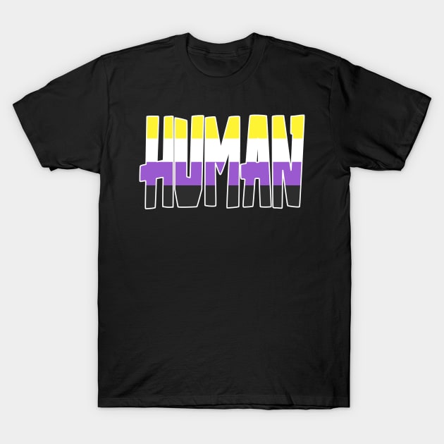 Human Nonbinary Flag T-Shirt by Fig-Mon Designs